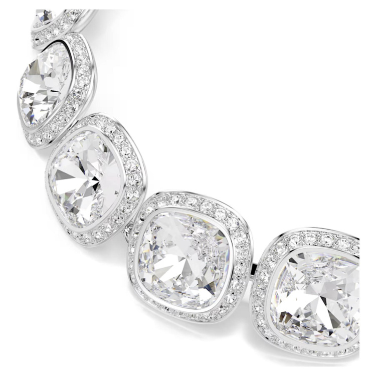 Una Angelic bracelet Cushion cut, White, Rhodium plated